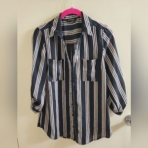 A. Byer Black and Pink Striped Top